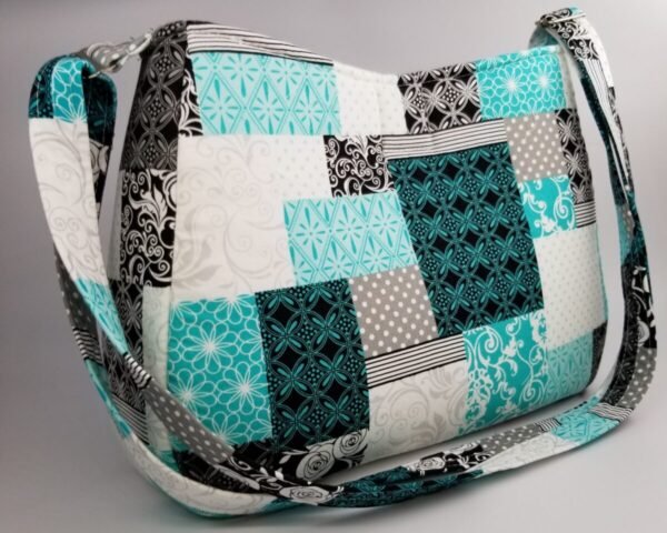 Teal/Black Patchwork Bag - Image 2