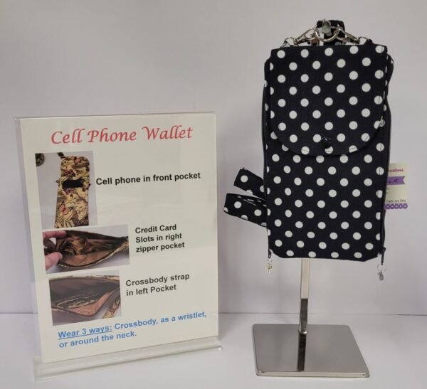 Black Polka Dot Cell Phone Wallet